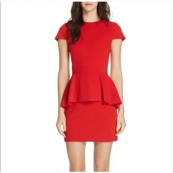 NWT Alice + Olivia Classics Cherry Peplum Dress, Size 8. Retail $330. - Picture 5 of 14